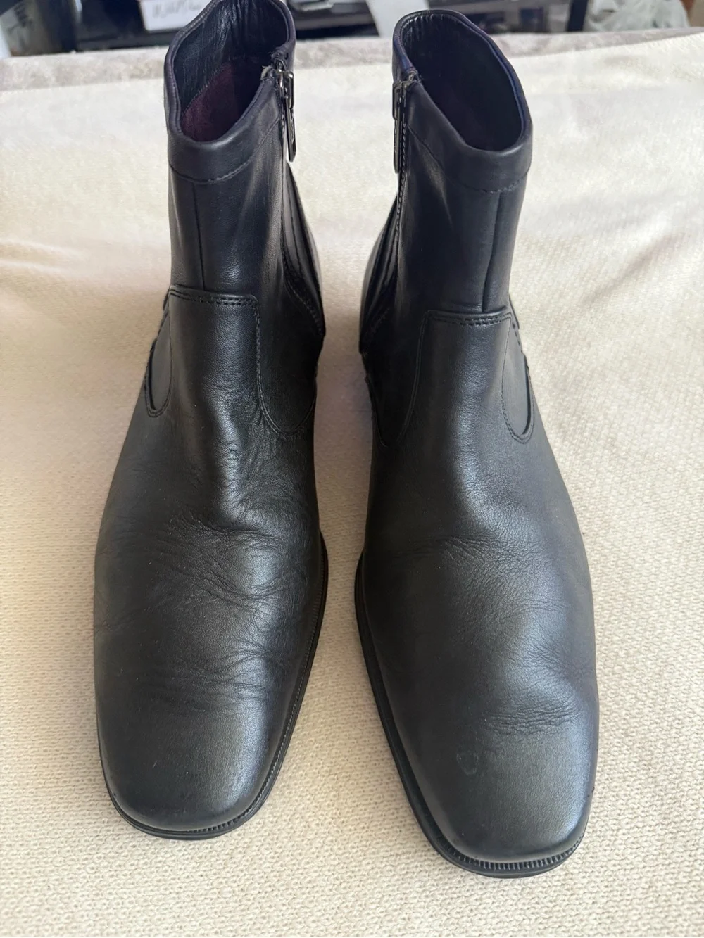 Rockport adi prene Men's Black Leather Ankle Boots with Side Zip size 8.5